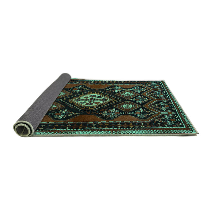 Sideview of Persian Turquoise Traditional Rug, tr1936turq