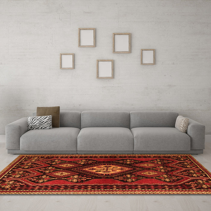Machine Washable Persian Orange Traditional Area Rugs in a Living Room, wshtr1936org