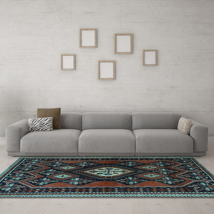 Machine Washable Persian Light Blue Traditional Rug in a Living Room, wshtr1936lblu