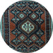 Round Machine Washable Persian Light Blue Traditional Rug, wshtr1936lblu