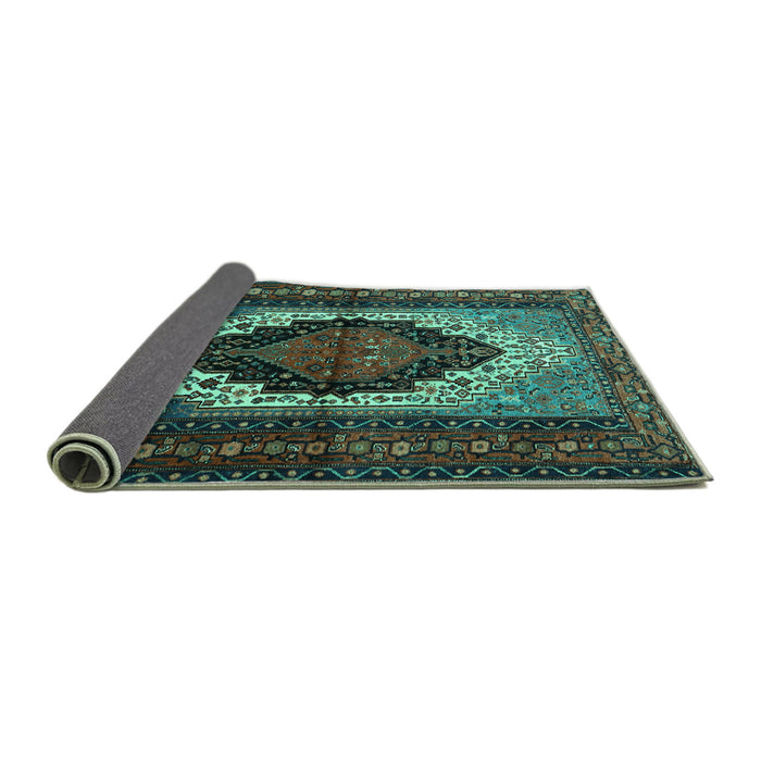 Sideview of Persian Turquoise Traditional Rug, tr1937turq