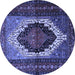 Round Machine Washable Persian Blue Traditional Rug, wshtr1937blu