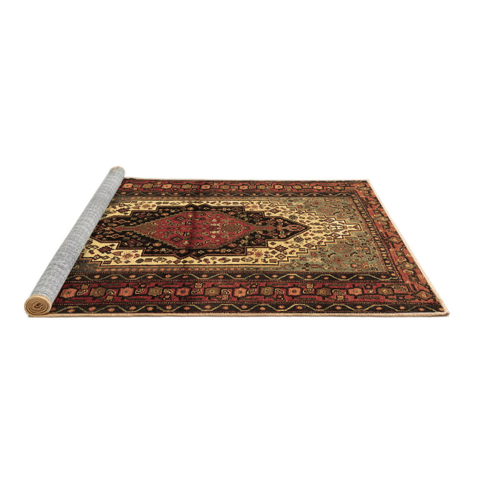 Sideview of Machine Washable Persian Brown Traditional Rug, wshtr1937brn