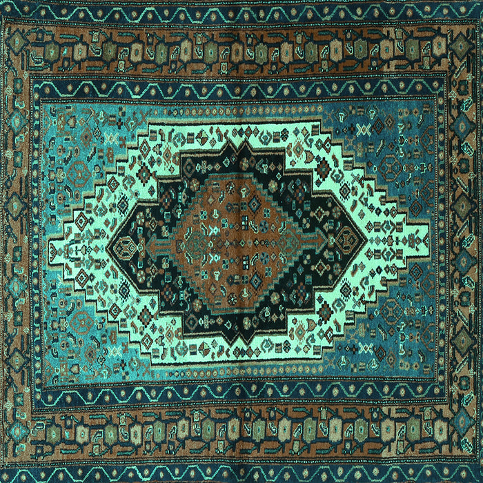Square Persian Turquoise Traditional Rug, tr1937turq