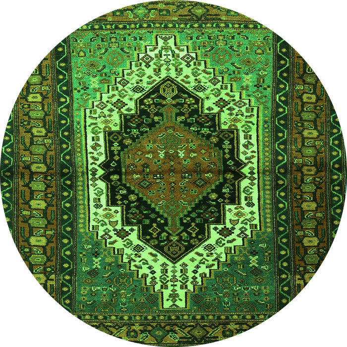 Square Persian Green Traditional Rug, tr1937grn