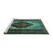 Sideview of Machine Washable Persian Turquoise Traditional Area Rugs, wshtr1937turq