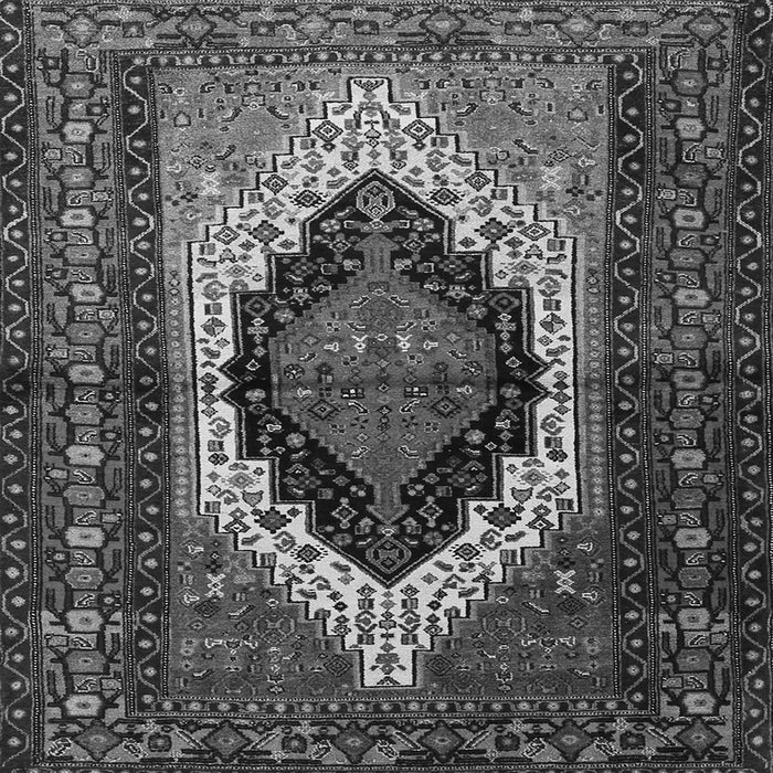 Round Machine Washable Persian Gray Traditional Rug, wshtr1937gry