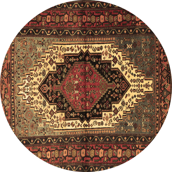 Round Machine Washable Persian Brown Traditional Rug, wshtr1937brn