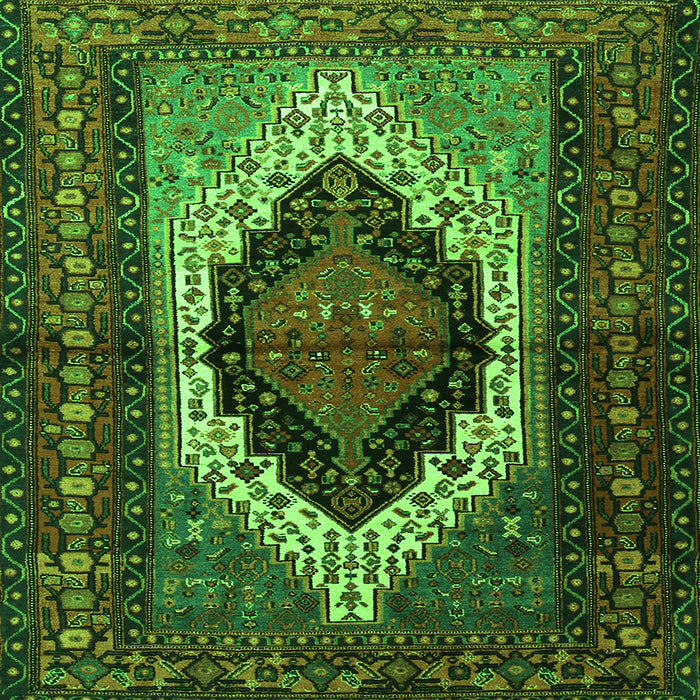 Serging Thickness of Persian Green Traditional Rug, tr1937grn