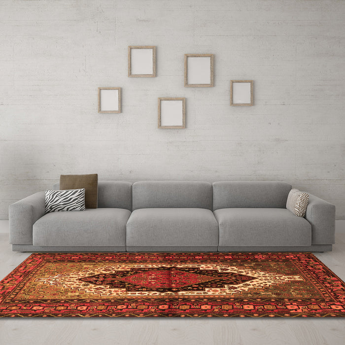Machine Washable Persian Orange Traditional Area Rugs in a Living Room, wshtr1937org