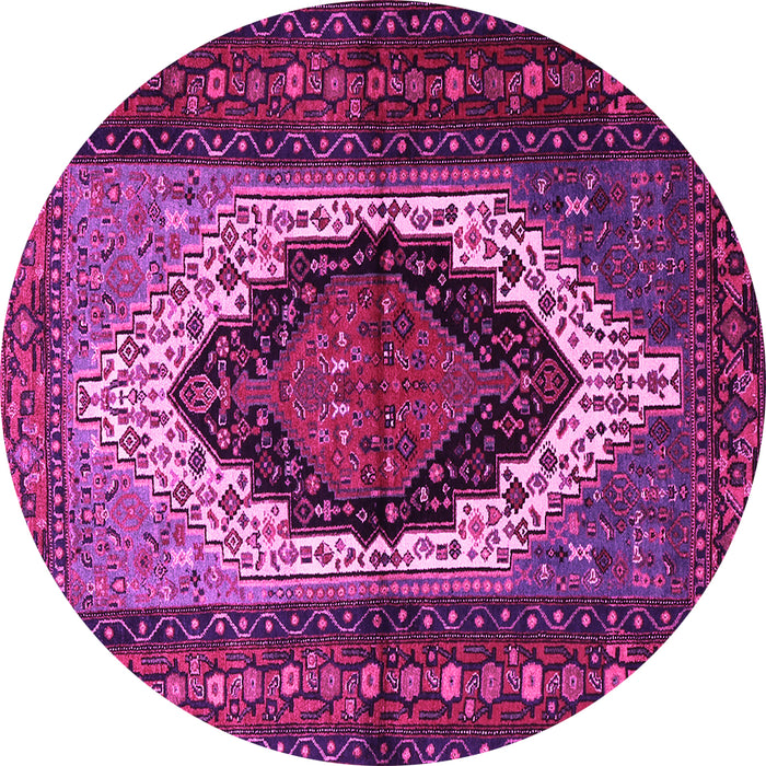 Round Machine Washable Persian Pink Traditional Rug, wshtr1937pnk