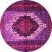 Round Machine Washable Persian Pink Traditional Rug, wshtr1937pnk