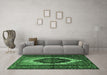 Machine Washable Persian Emerald Green Traditional Area Rugs in a Living Room,, wshtr1937emgrn