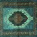 Square Machine Washable Persian Turquoise Traditional Area Rugs, wshtr1937turq