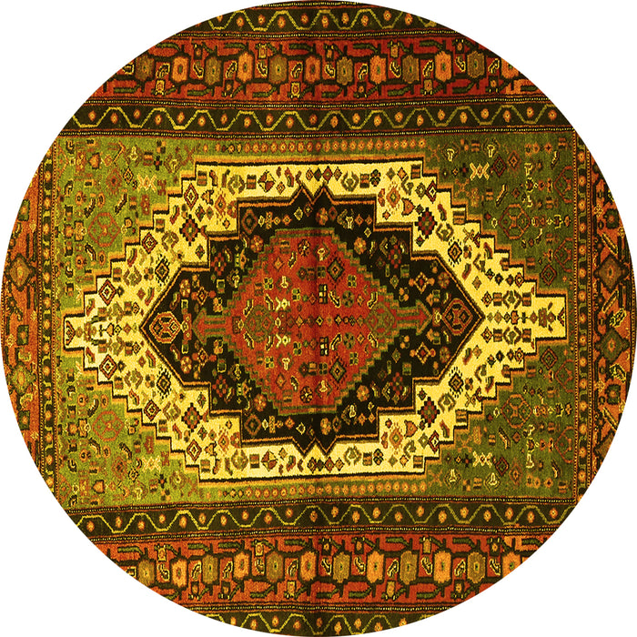Round Persian Yellow Traditional Rug, tr1937yw