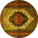 Round Persian Yellow Traditional Rug, tr1937yw