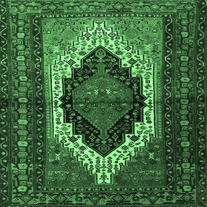 Square Persian Emerald Green Traditional Rug, tr1937emgrn