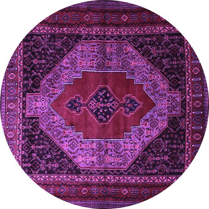 Round Persian Purple Traditional Rug, tr1938pur