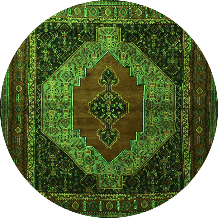 Square Persian Green Traditional Rug, tr1938grn