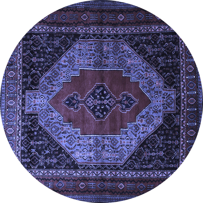 Round Persian Blue Traditional Rug, tr1938blu