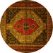 Round Machine Washable Persian Yellow Traditional Rug, wshtr1938yw