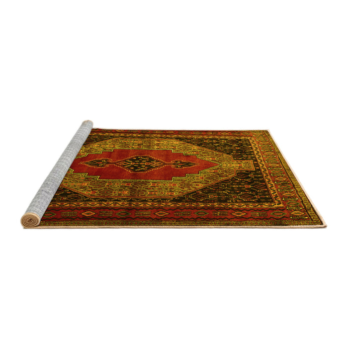 Sideview of Machine Washable Persian Yellow Traditional Rug, wshtr1938yw