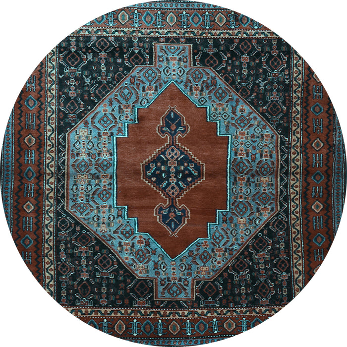 Round Persian Light Blue Traditional Rug, tr1938lblu