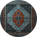 Round Persian Light Blue Traditional Rug, tr1938lblu