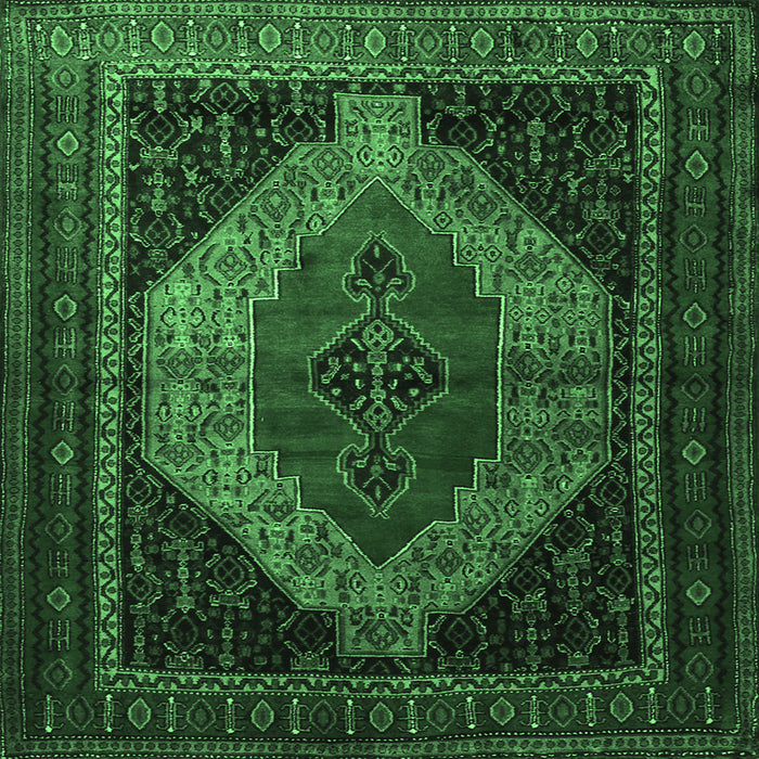 Square Persian Emerald Green Traditional Rug, tr1938emgrn