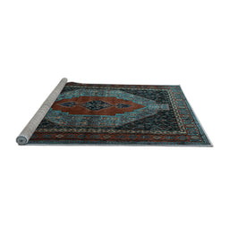 Sideview of Machine Washable Persian Light Blue Traditional Rug, wshtr1938lblu