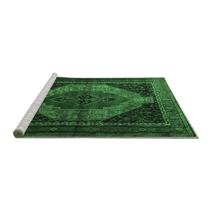 Sideview of Machine Washable Persian Emerald Green Traditional Area Rugs, wshtr1938emgrn