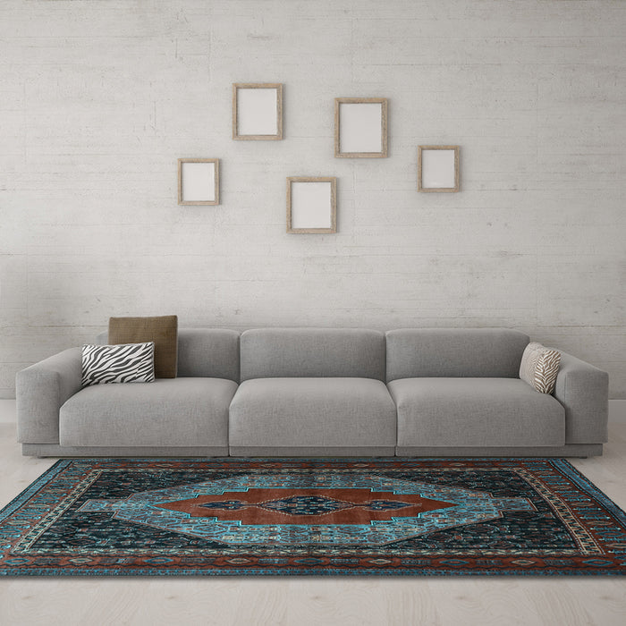 Machine Washable Persian Light Blue Traditional Rug in a Living Room, wshtr1938lblu
