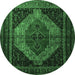 Round Persian Emerald Green Traditional Rug, tr1938emgrn