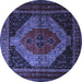 Round Machine Washable Persian Blue Traditional Rug, wshtr1938blu