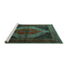 Sideview of Machine Washable Persian Turquoise Traditional Area Rugs, wshtr1938turq