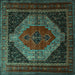Square Persian Turquoise Traditional Rug, tr1938turq