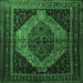 Square Machine Washable Persian Emerald Green Traditional Area Rugs, wshtr1938emgrn