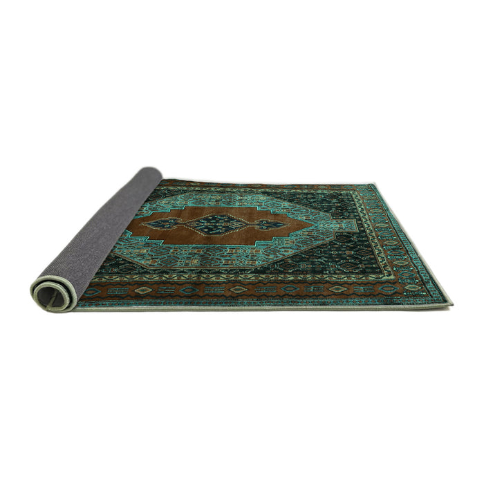 Sideview of Persian Turquoise Traditional Rug, tr1938turq