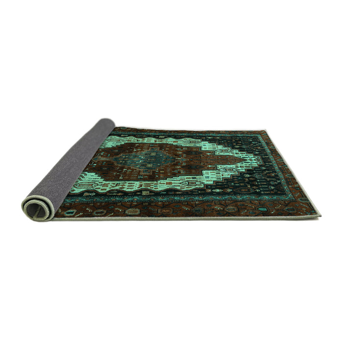 Sideview of Persian Turquoise Traditional Rug, tr1939turq