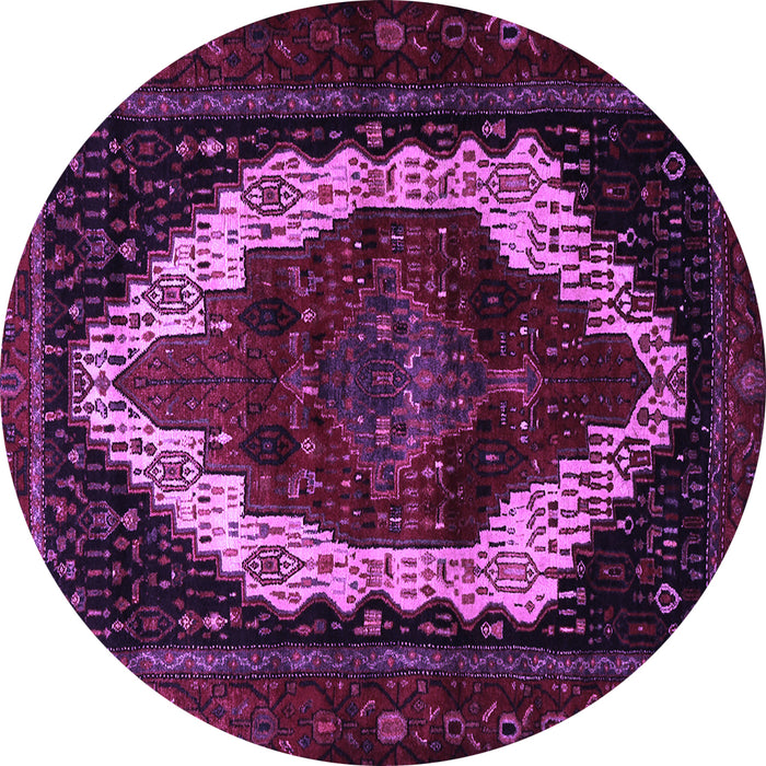 Round Machine Washable Persian Purple Traditional Area Rugs, wshtr1939pur