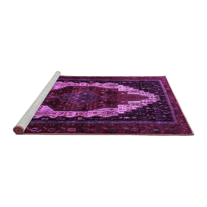 Sideview of Machine Washable Persian Purple Traditional Area Rugs, wshtr1939pur