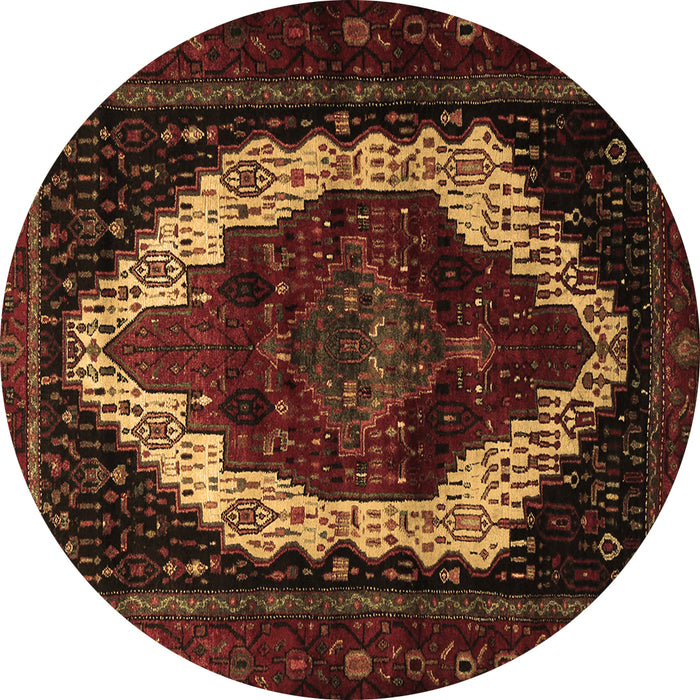 Round Persian Brown Traditional Rug, tr1939brn