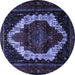 Round Machine Washable Persian Blue Traditional Rug, wshtr1939blu