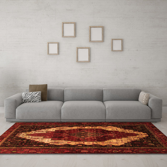 Machine Washable Persian Orange Traditional Area Rugs in a Living Room, wshtr1939org