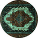 Round Persian Turquoise Traditional Rug, tr1939turq