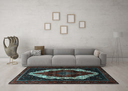 Machine Washable Persian Light Blue Traditional Rug in a Living Room, wshtr1939lblu