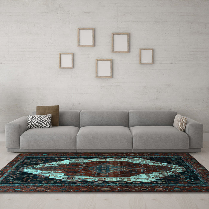 Machine Washable Persian Light Blue Traditional Rug in a Living Room, wshtr1939lblu