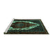 Sideview of Machine Washable Persian Turquoise Traditional Area Rugs, wshtr1939turq