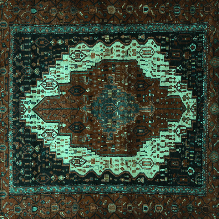 Square Machine Washable Persian Turquoise Traditional Area Rugs, wshtr1939turq