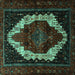 Square Machine Washable Persian Turquoise Traditional Area Rugs, wshtr1939turq